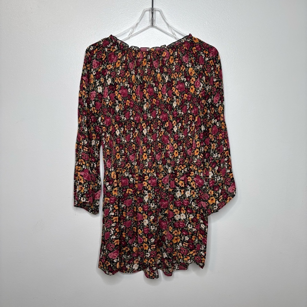 Ninety Clothing Co Floral Boho Tunic Top Women’s 1X Multicolor Rayon 3/4 Sleeve - Picture 9 of 12